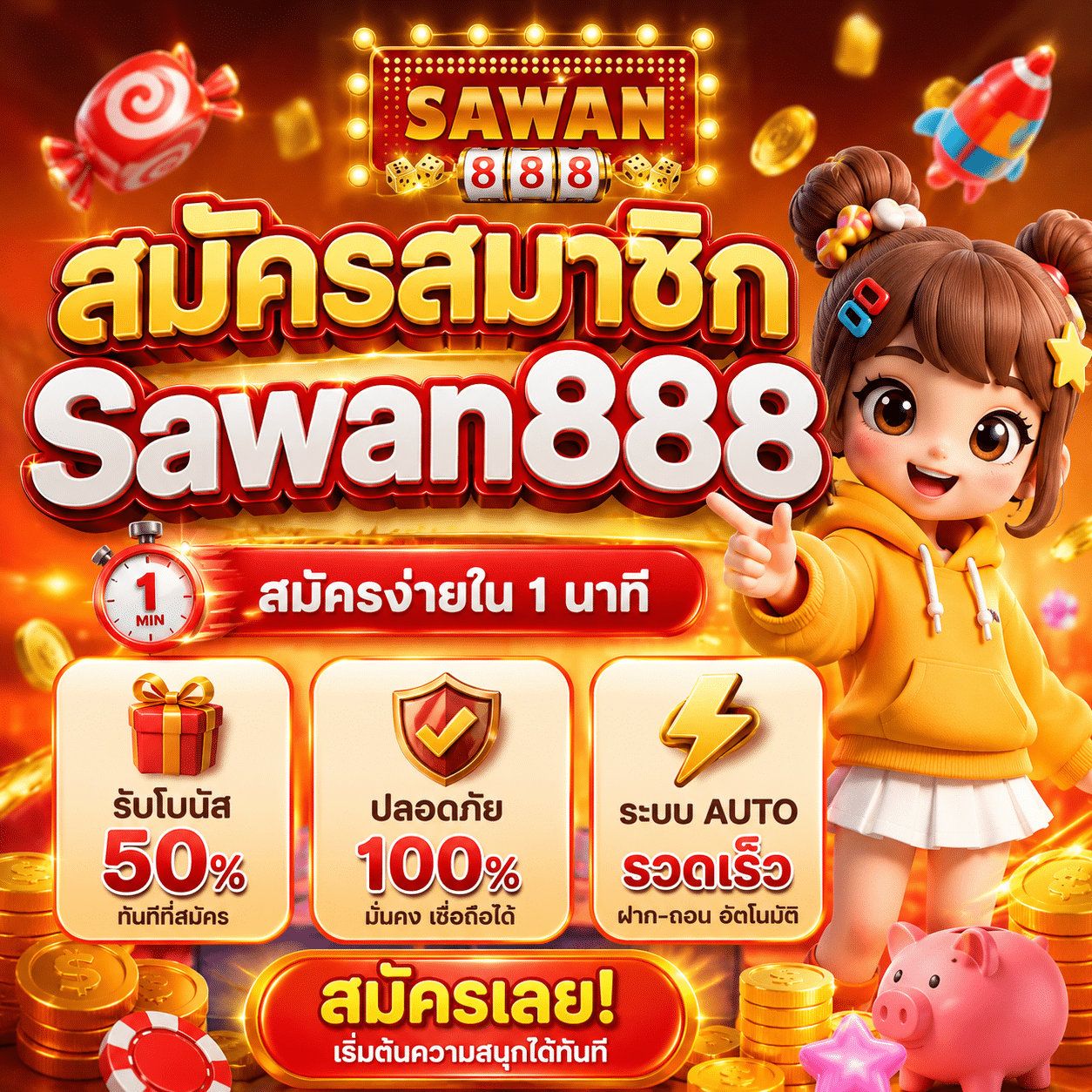 สมัครสมาชิก Sawan888 ง่ายจริง ใช้เวลาไม่ถึง 2 นาที ผมลองมาแล้ว